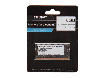Patriot Signature Line 8GB 204-Pin DDR3 SO-DIMM DDR3L 1600 (PC3L 12800) Laptop Memory Model PSD38G1600L2S