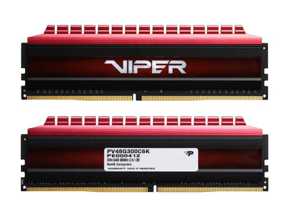 Patriot Viper 4 8GB (2 x 4GB) 288-Pin DDR4 SDRAM DDR4 3000 (PC4 24000) Intel XMP 2.0 Extreme Performance Memory, Black Sides / Red Top Model PV48G300C6K