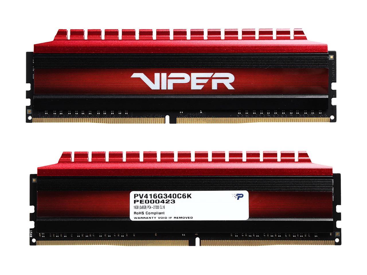 Patriot Viper 4 16GB (2 x 8GB) 288-Pin DDR4 SDRAM DDR4 3400 (PC4 27200) Desktop Memory Model PV416G340C6K