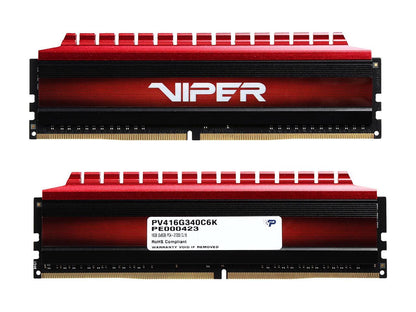 Patriot Viper 4 16GB (2 x 8GB) 288-Pin DDR4 SDRAM DDR4 3400 (PC4 27200) Desktop Memory Model PV416G340C6K