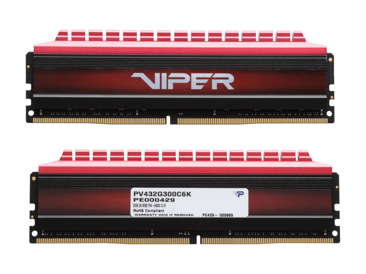 Patriot Viper 4 32GB (2 x 16GB) 288-Pin DDR4 SDRAM DDR4 3000 (PC4 24000) Desktop Memory Model PV432G300C6K