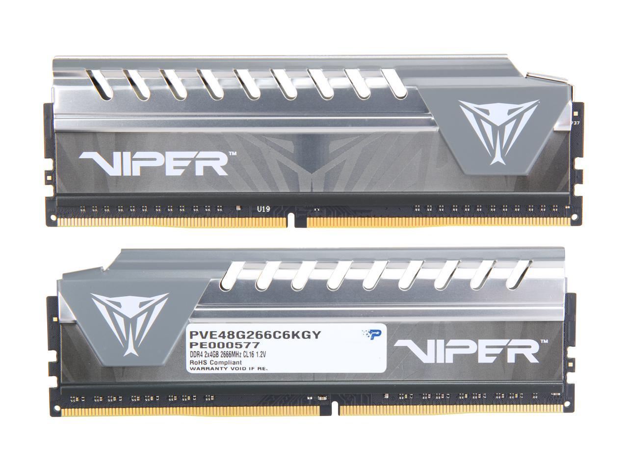 Patriot Viper Elite 8GB (2 x 4GB) 288-Pin DDR4 SDRAM DDR4 2666 (PC4 21300) Desktop Memory Model PVE48G266C6KGY