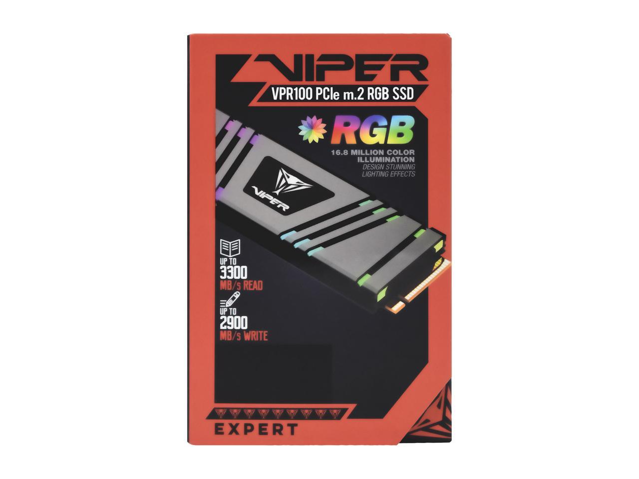 Patriot VPR100 RGB M.2 2280 512GB PCIe Gen3 x4, NVMe 1.3 Internal Solid State Drive (SSD) VPR100-512GM28H
