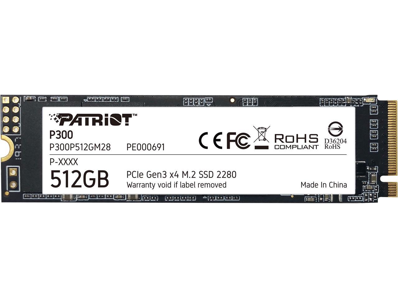 Patriot P300 M.2 2280 512GB PCIe Gen3 x4, NVMe 1.3 Internal Solid State Drive (SSD) P300P512GM28