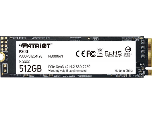 Patriot P300 M.2 2280 512GB PCIe Gen3 x4, NVMe 1.3 Internal Solid State Drive (SSD) P300P512GM28