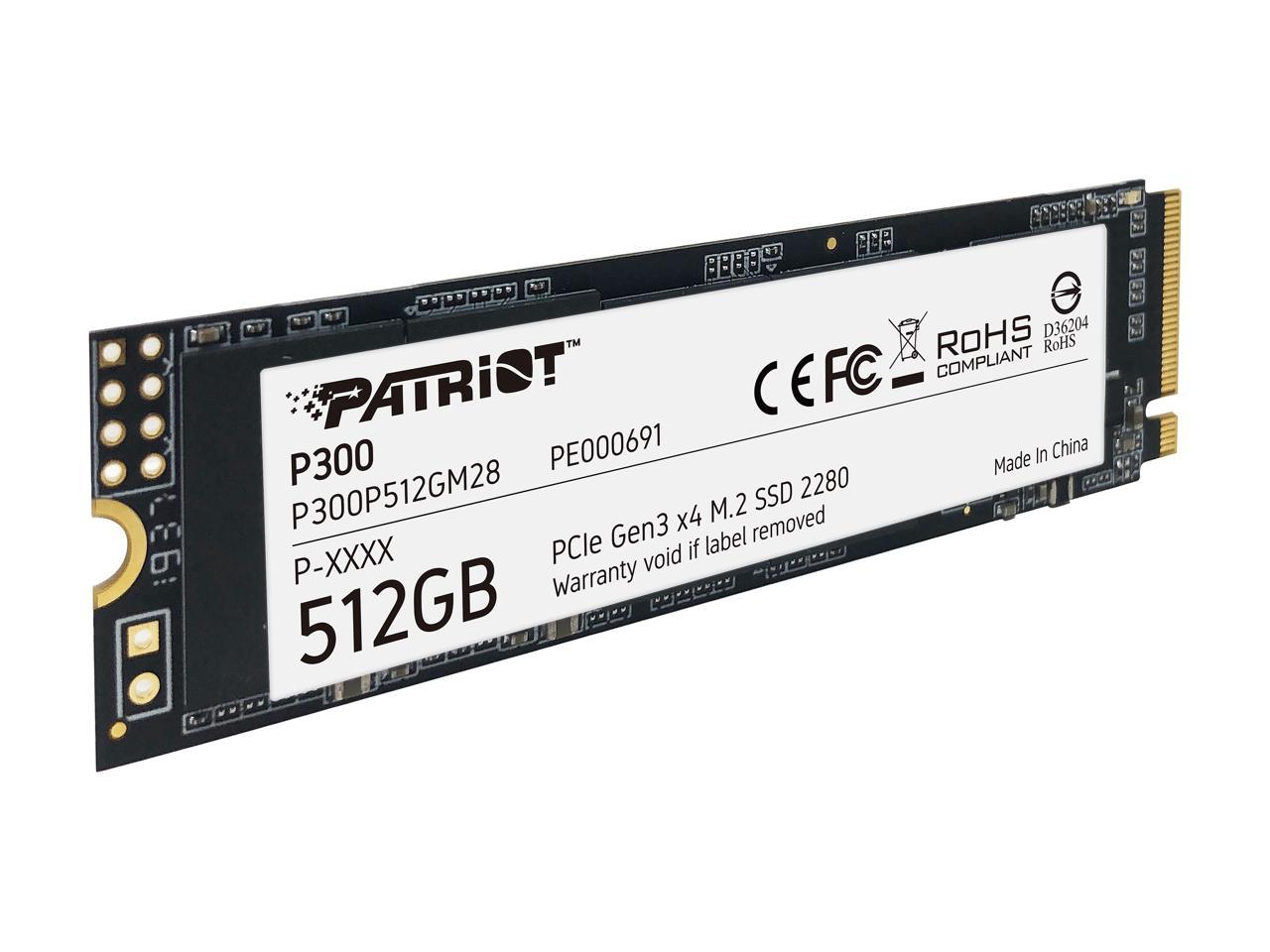 Patriot P300 M.2 2280 512GB PCIe Gen3 x4, NVMe 1.3 Internal Solid State Drive (SSD) P300P512GM28