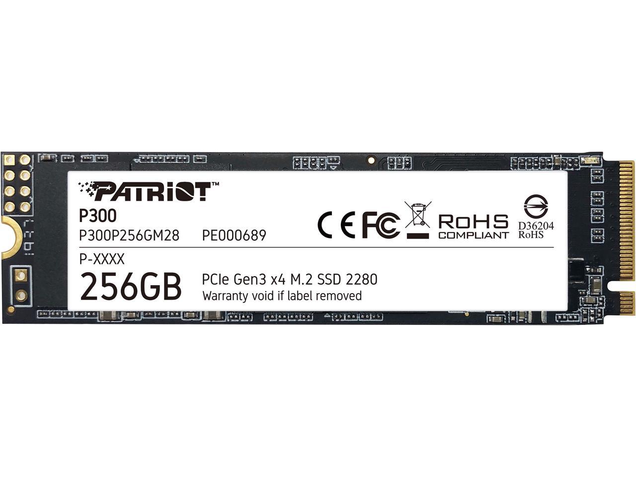Patriot P300 M.2 2280 256GB PCIe Gen3 x4, NVMe 1.3 Internal Solid State Drive (SSD) P300P256GM28