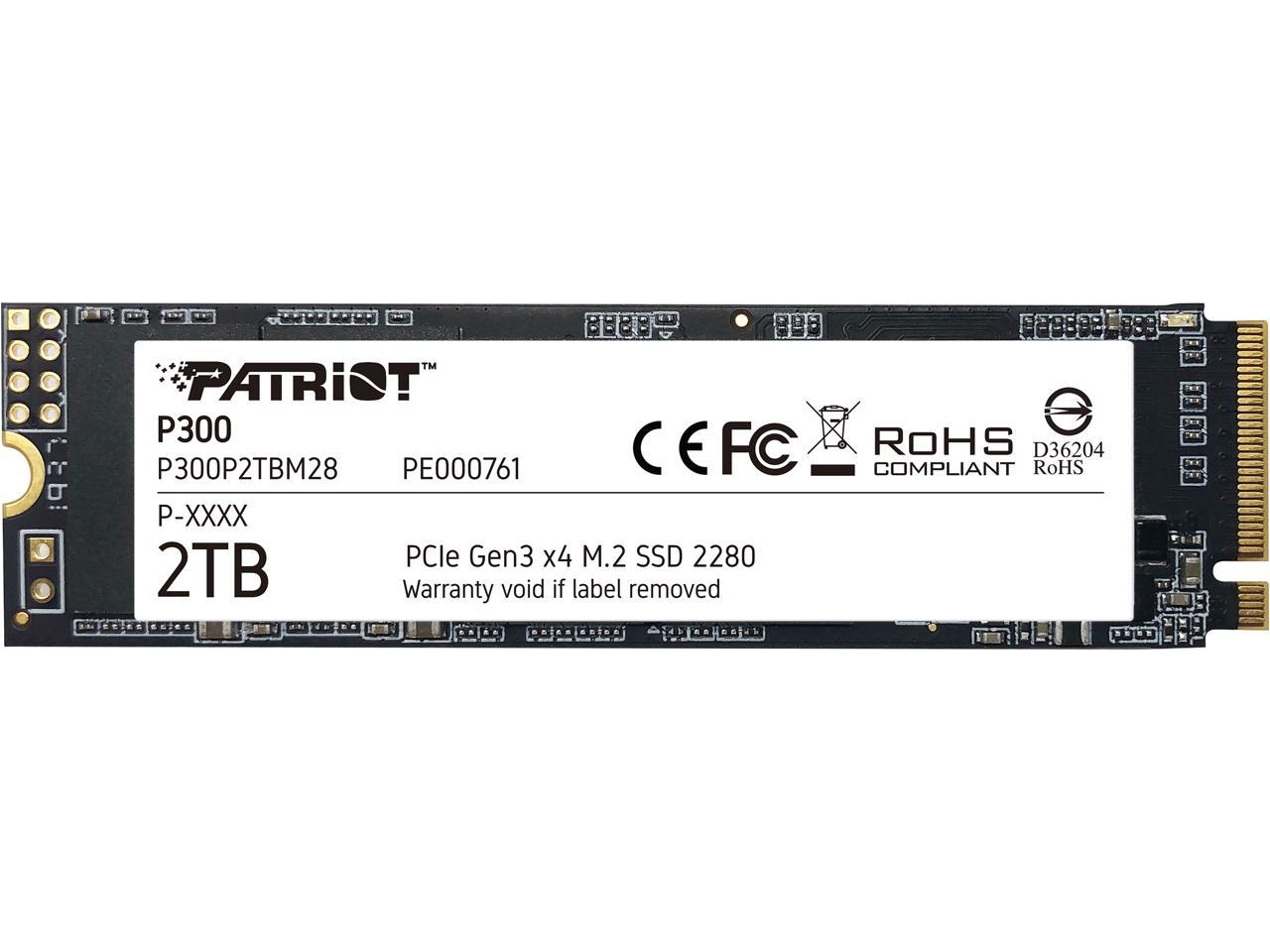 Patriot P300 M.2 2280 2TB PCIe Gen3 x4, NVMe 1.3 Internal Solid State Drive (SSD) P300P2TBM28