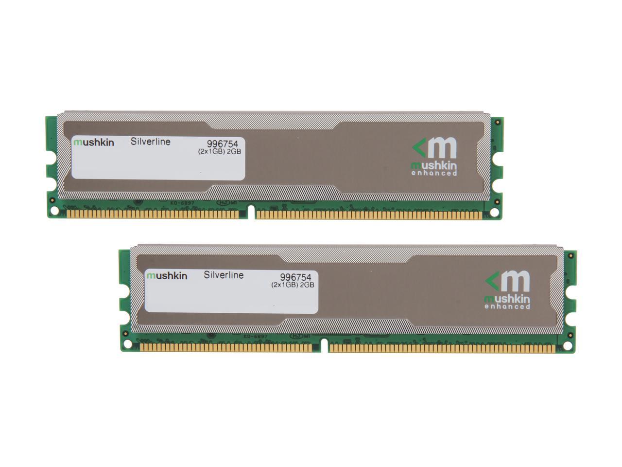 Mushkin Enhanced Silverline 2GB (2 x 1GB) DDR 400 (PC 3200) Desktop Memory Model 996754