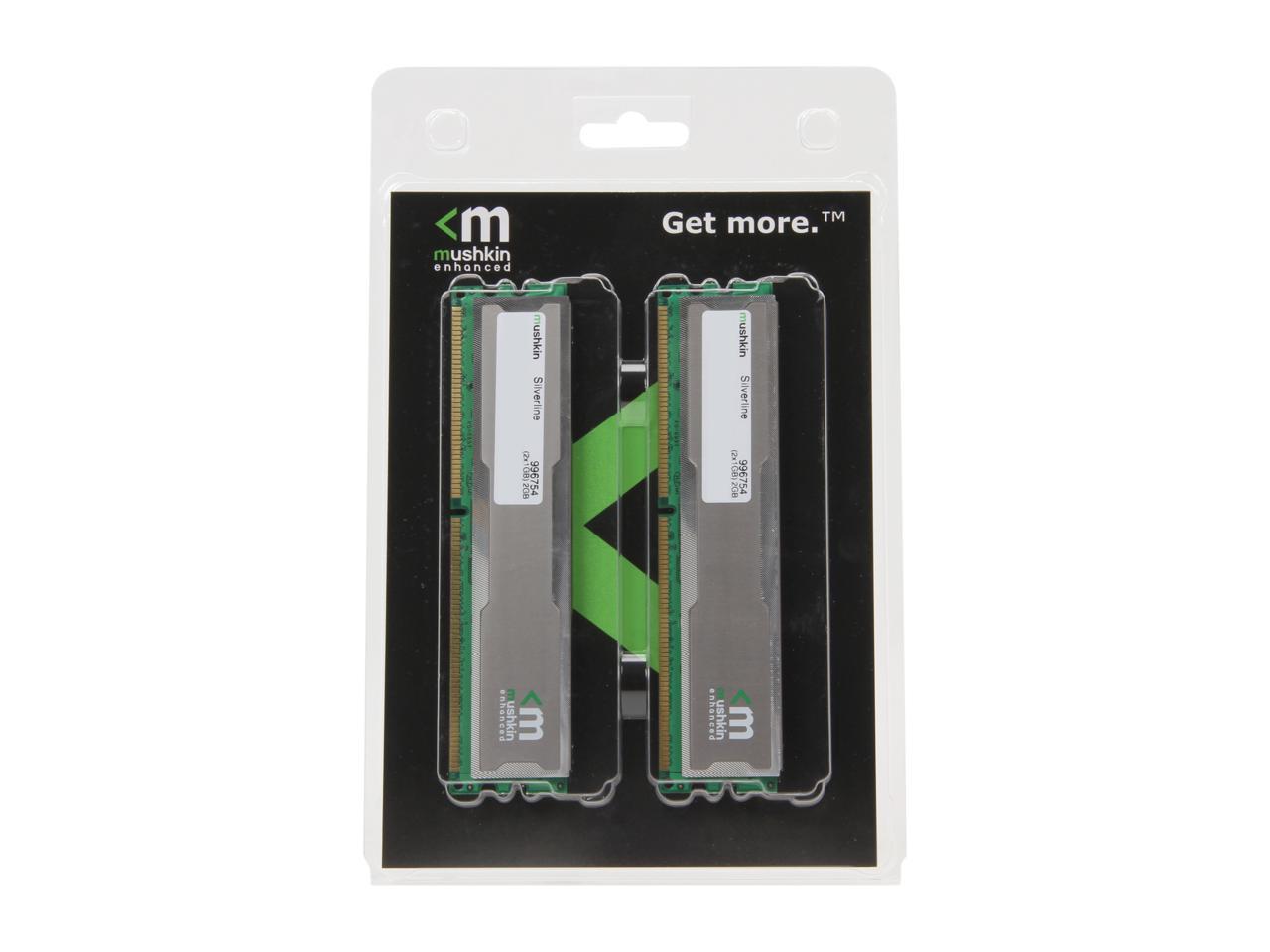 Mushkin Enhanced Silverline 2GB (2 x 1GB) DDR 400 (PC 3200) Desktop Memory Model 996754