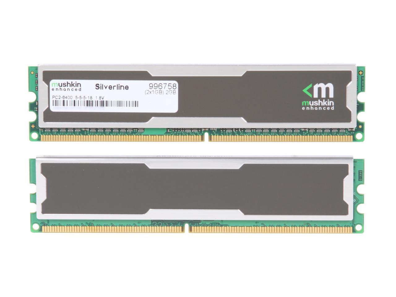 Mushkin Silverline 2GB (2 x 1GB) 240-Pin DDR2 SDRAM DDR2 800 (PC2 6400) Desktop Memory Model 996758