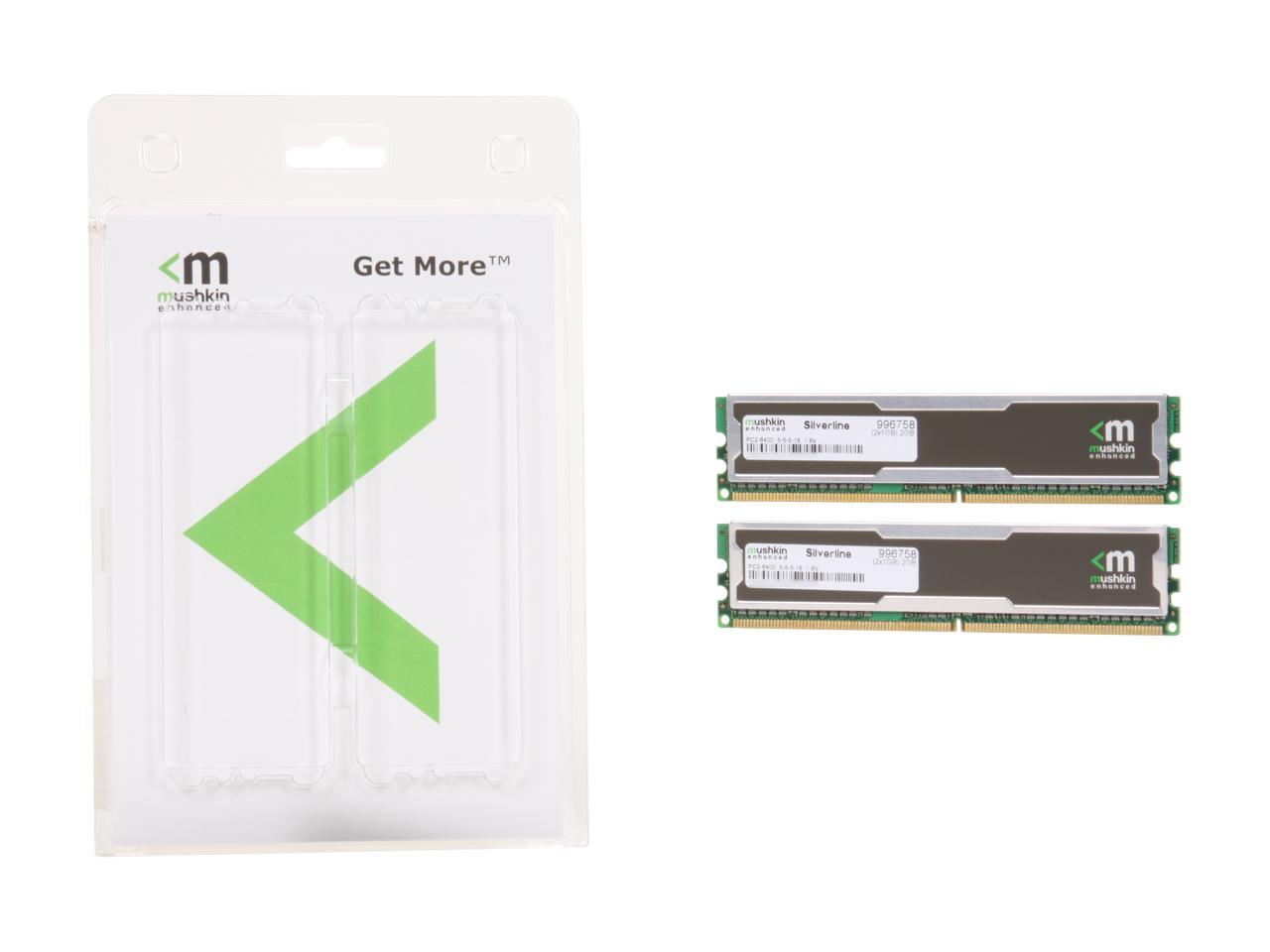 Mushkin Silverline 2GB (2 x 1GB) 240-Pin DDR2 SDRAM DDR2 800 (PC2 6400) Desktop Memory Model 996758