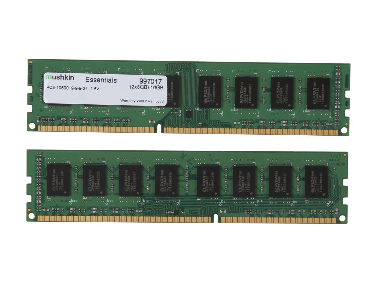 Mushkin Enhanced Essentials 16GB (2 x 8GB) DDR3 1333 (PC3 10600) Desktop Memory Model 997017