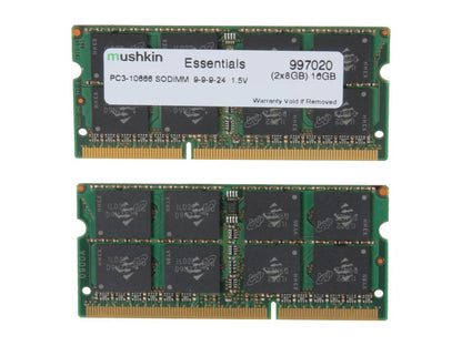 Mushkin Enhanced Essentials 16GB (2 x 8GB) 204-Pin DDR3 SO-DIMM DDR3 1333 (PC3 10666) Laptop Memory Model 997020