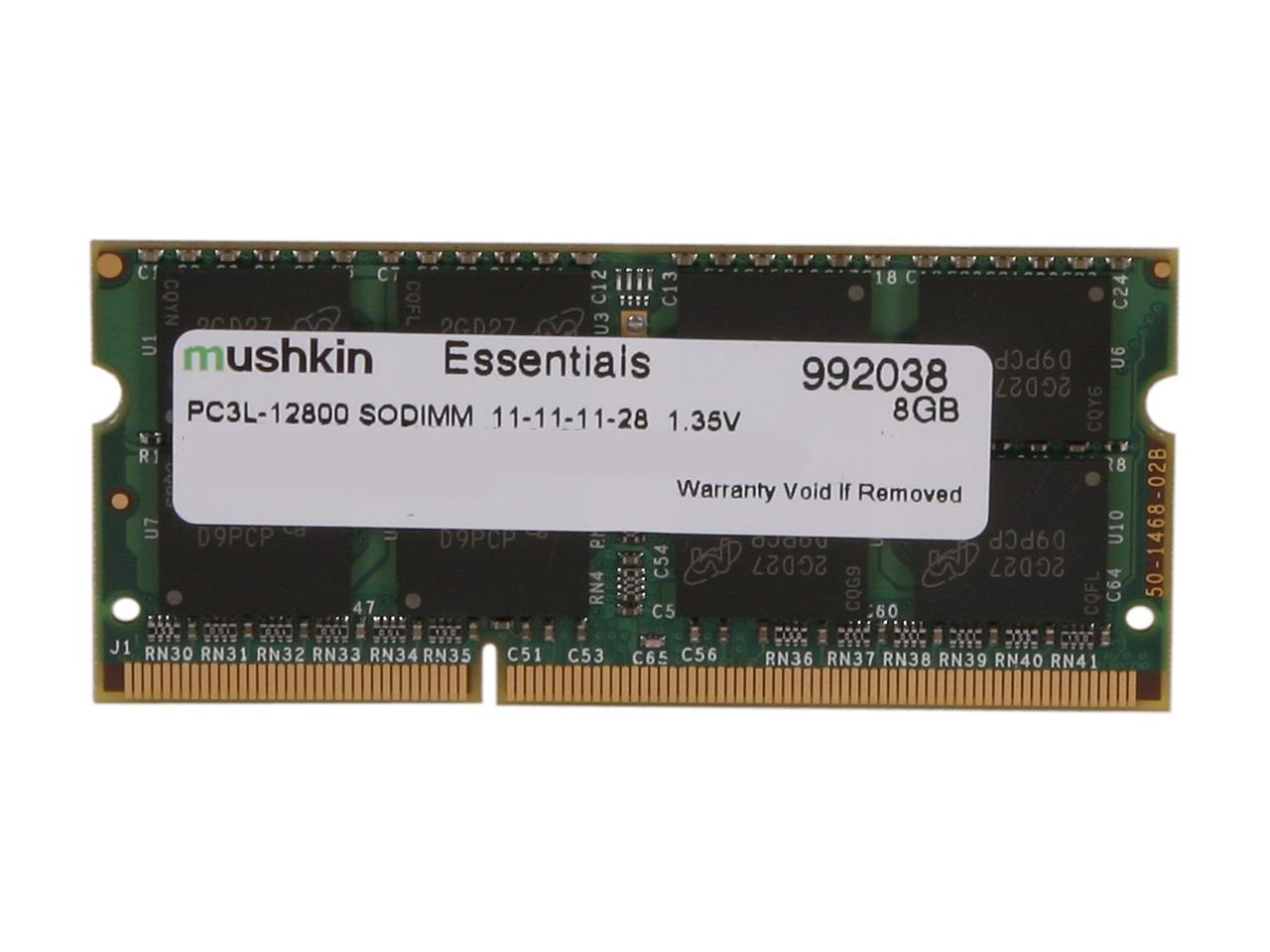 Mushkin Enhanced Essentials 8GB 204-Pin DDR3 SO-DIMM DDR3L 1600 (PC3L 12800) Laptop Memory Model 992038