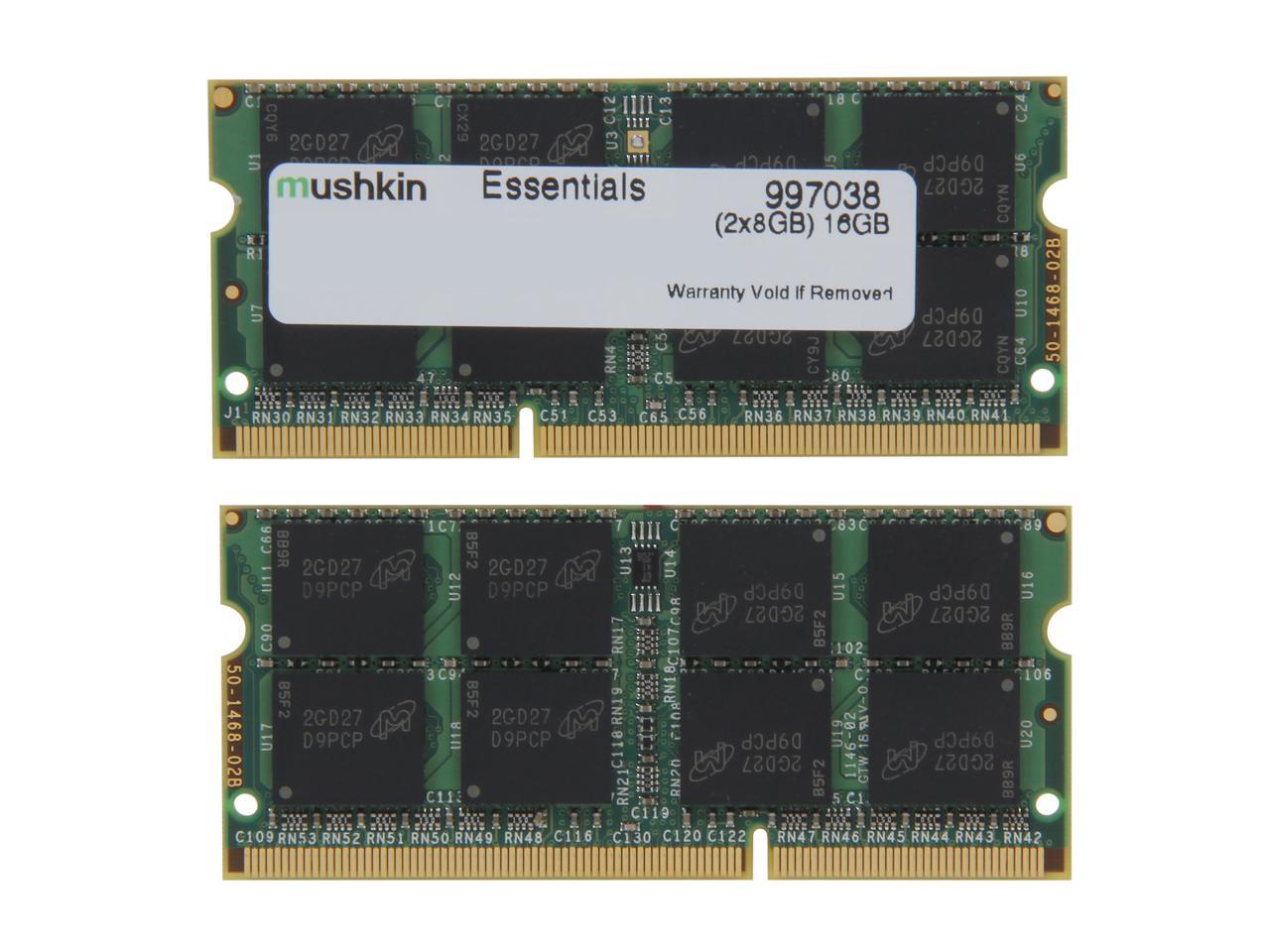 Mushkin Enhanced Essentials 16GB (2 x 8GB) 204-Pin DDR3 SO-DIMM DDR3L 1600 (PC3L 12800) Laptop Memory Model 997038