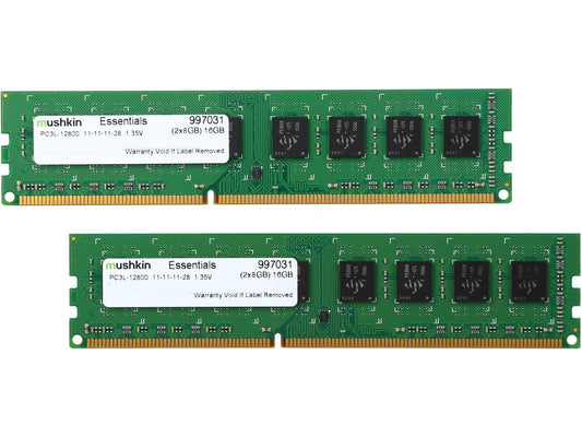 Mushkin Essentials 16GB (2 x 8GB) 240-Pin DDR3 SDRAM DDR3L 1600 (PC3L 12800) Desktop Memory Model 997031