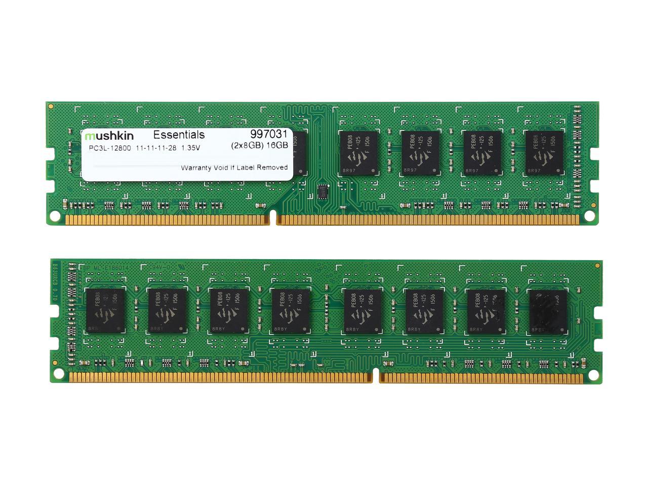 Mushkin Essentials 16GB (2 x 8GB) 240-Pin DDR3 SDRAM DDR3L 1600 (PC3L 12800) Desktop Memory Model 997031
