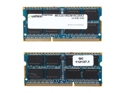 Mushkin Enhanced Essentials 32GB (2 x 16GB) 204-Pin DDR3 SO-DIMM DDR3L 1866 (PC3L 14900) Laptop Memory Model MES3S186DM16G28X2