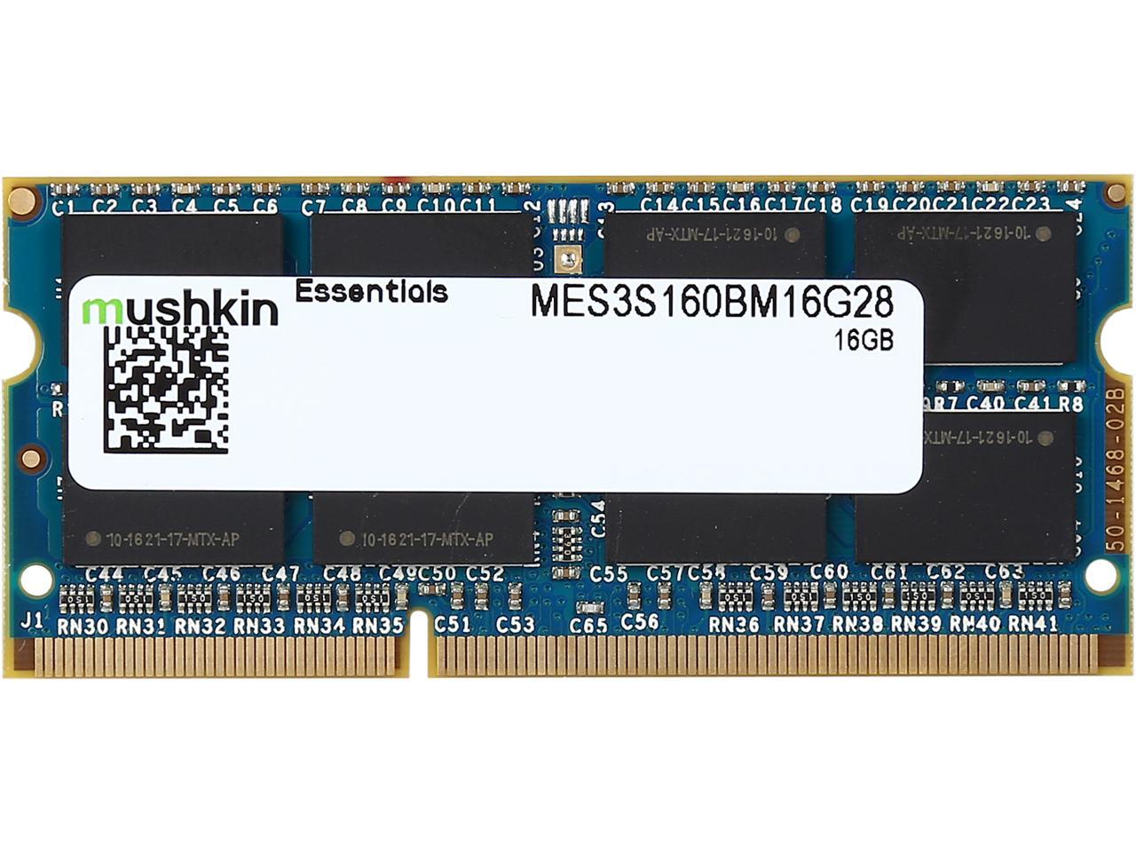Mushkin Enhanced Essentials 16GB 204-Pin DDR3 SO-DIMM DDR3L 1600 (PC3L 12800) Laptop Memory Model MES3S160BM16G28