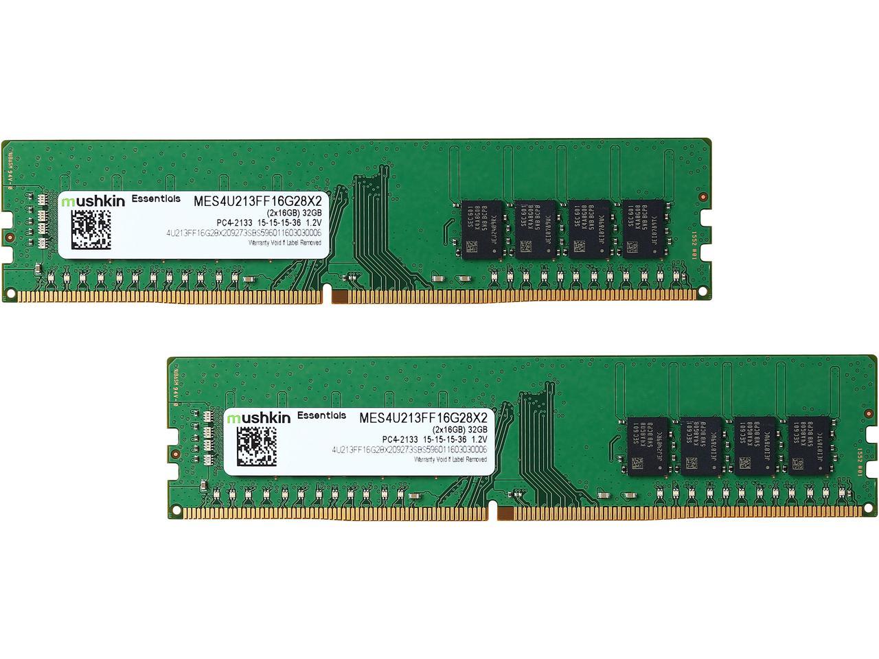 Mushkin Essentials 32GB (2 x 16GB) 288-Pin DDR4 SDRAM DDR4 2133 (PC4 17000) Desktop Memory Model MES4U213FF16G28X2