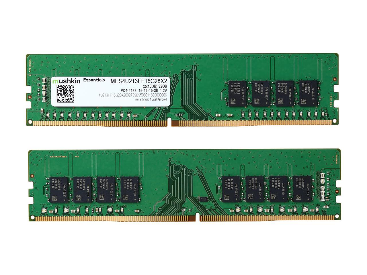 Mushkin Essentials 32GB (2 x 16GB) 288-Pin DDR4 SDRAM DDR4 2133 (PC4 17000) Desktop Memory Model MES4U213FF16G28X2