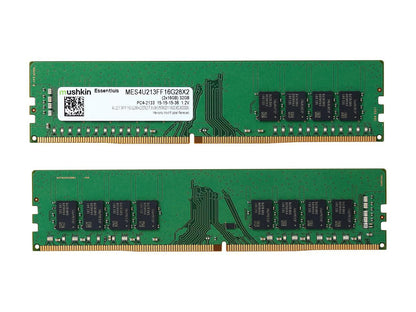 Mushkin Essentials 32GB (2 x 16GB) 288-Pin DDR4 SDRAM DDR4 2133 (PC4 17000) Desktop Memory Model MES4U213FF16G28X2