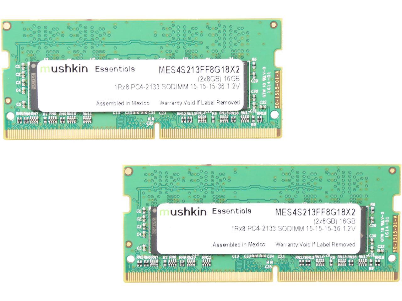 Mushkin Enhanced Essentials 16GB (2 x 8GB) 260-Pin DDR4 SO-DIMM DDR4 2133 (PC4 17000) Notebook Memory Model MES4S213FF8G18X2