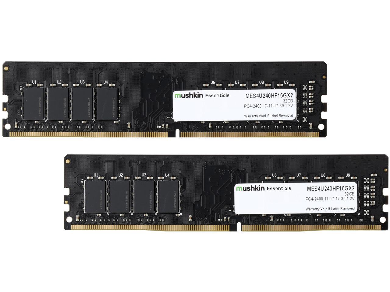 Mushkin Enhanced Essentials 32GB (2 x 16GB) DDR4 2400 (PC4 19200) Desktop Memory Model MES4U240HF16GX2