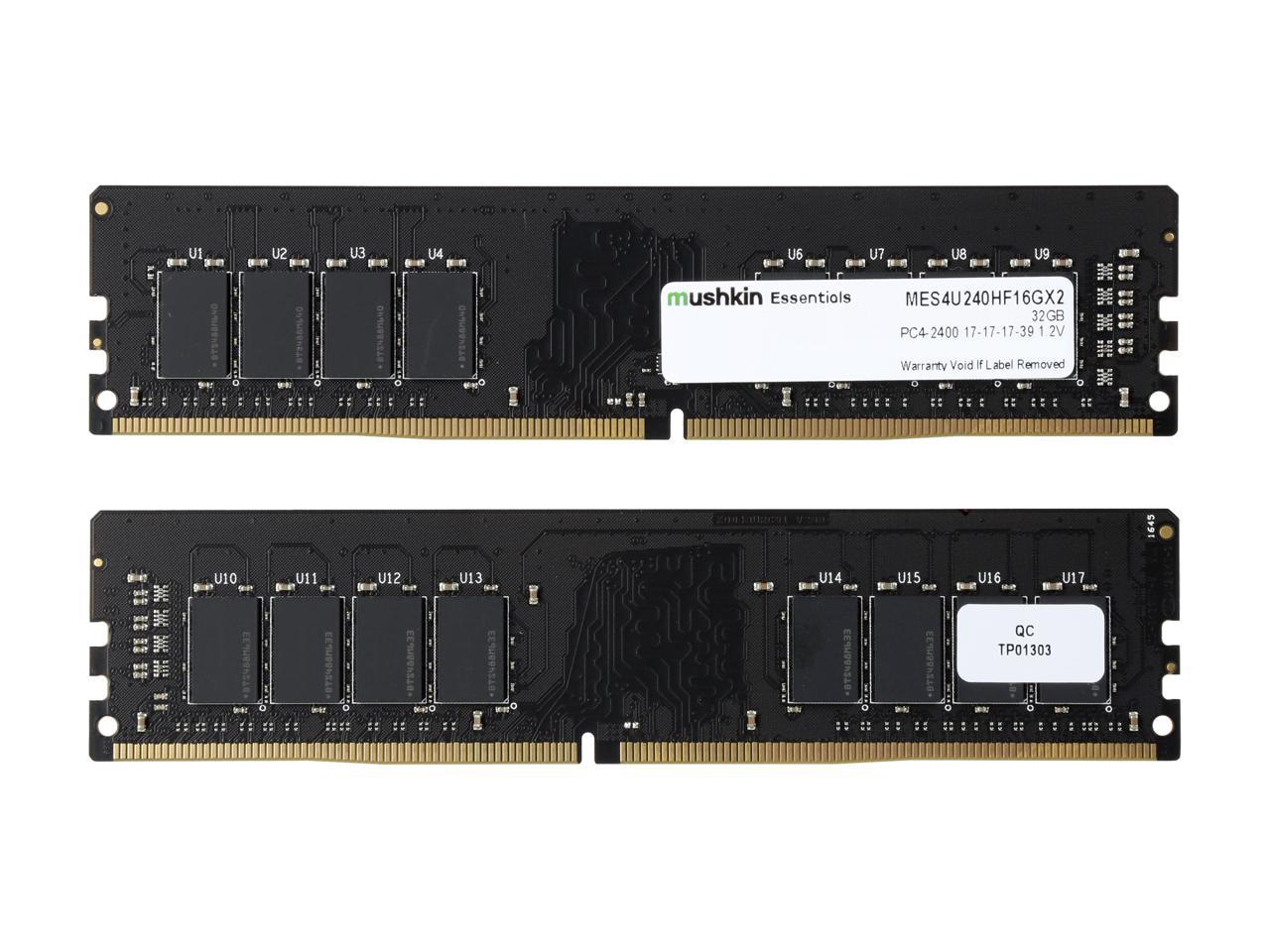 Mushkin Enhanced Essentials 32GB (2 x 16GB) DDR4 2400 (PC4 19200) Desktop Memory Model MES4U240HF16GX2