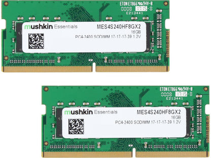 Mushkin Essentials 16GB (2 x 8GB) 260-Pin DDR4 SO-DIMM DDR4 2400 (PC4 19200) Laptop Memory Model MES4S240HF8GX2