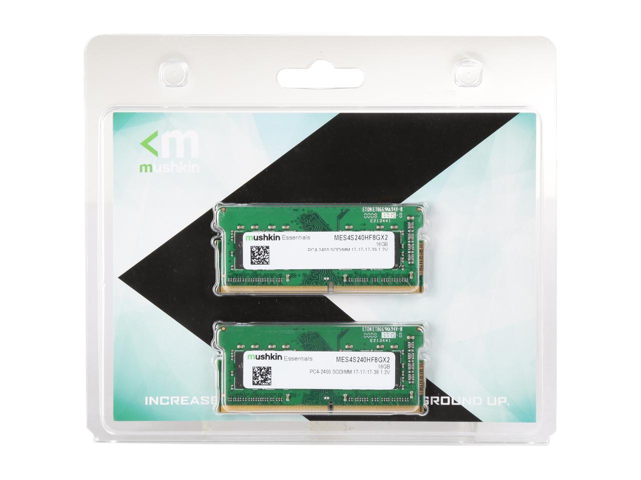 Mushkin Essentials 16GB (2 x 8GB) 260-Pin DDR4 SO-DIMM DDR4 2400 (PC4 19200) Laptop Memory Model MES4S240HF8GX2