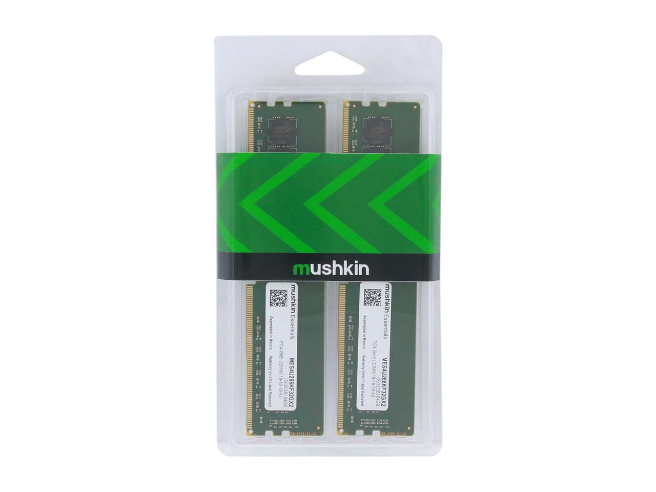 Mushkin Essentials 64GB (2 x 32GB) 288-Pin DDR4 SDRAM DDR4 2666 (PC4 21300) Desktop Memory Model MES4U266KF32GX2