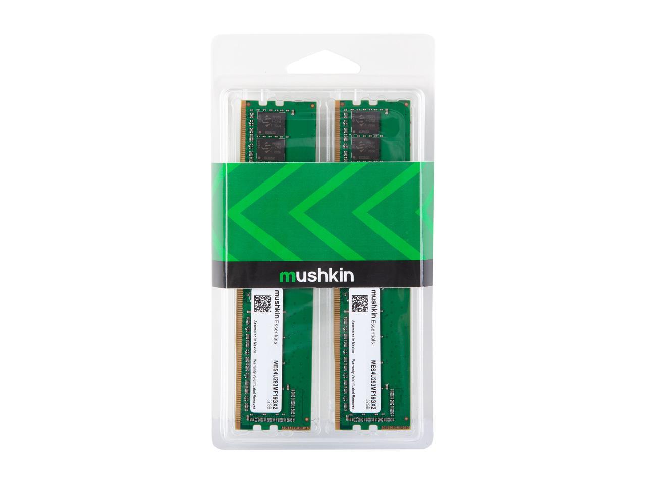 Mushkin Enhanced Essentials 32GB (2 x 16GB) DDR4 2933 (PC4 23400) Desktop Memory Model MES4U293MF16GX2