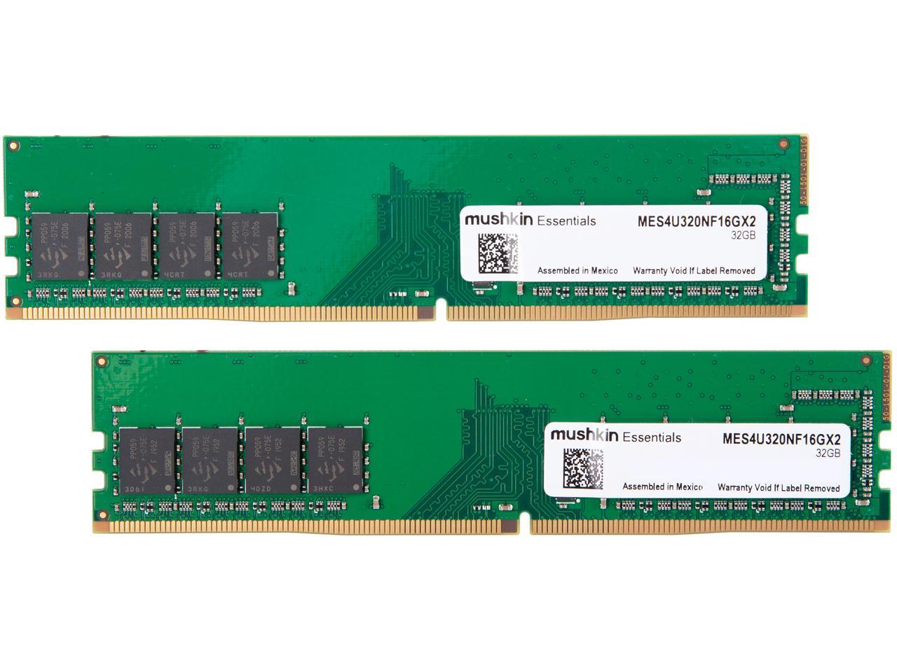 Mushkin Essentials 32GB (2 x 16GB) 288-Pin DDR4 SDRAM DDR4 3200 (PC4 25600) Intel XMP 2.0 Desktop Memory Model MES4U320NF16GX2
