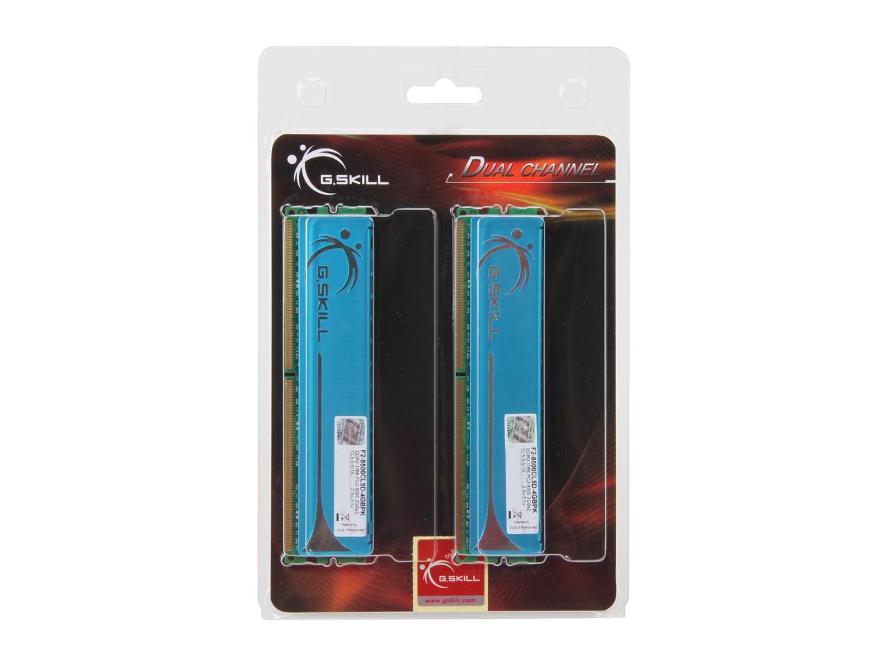 G.SKILL 4GB (2 x 2GB) 240-Pin DDR2 SDRAM DDR2 1066 (PC2 8500) Dual Channel Kit Desktop Memory Model F2-8500CL5D-4GBPK