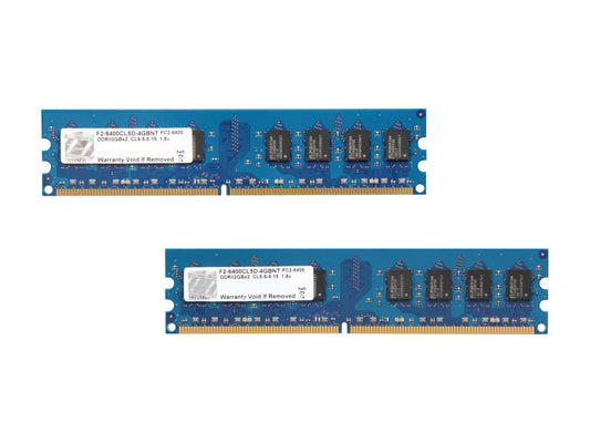 G.SKILL 4GB (2 x 2GB) 240-Pin DDR2 SDRAM DDR2 800 (PC2 6400) Dual Channel Kit Desktop Memory Model F2-6400CL5D-4GBNT