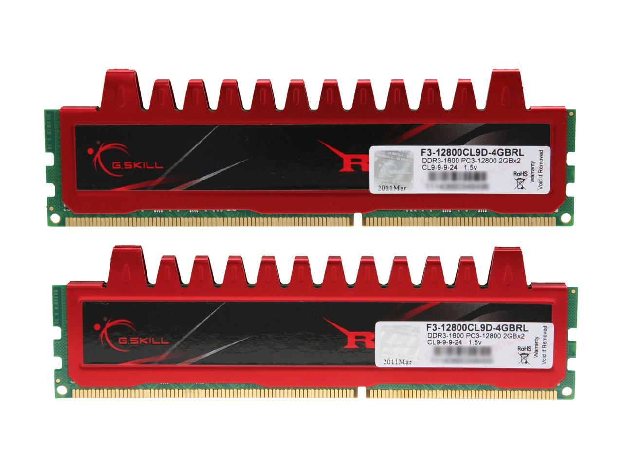 G.SKILL Ripjaws Series 4GB (2 x 2GB) 240-Pin DDR3 SDRAM DDR3 1600 (PC3 12800) Desktop Memory Model F3-12800CL9D-4GBRL