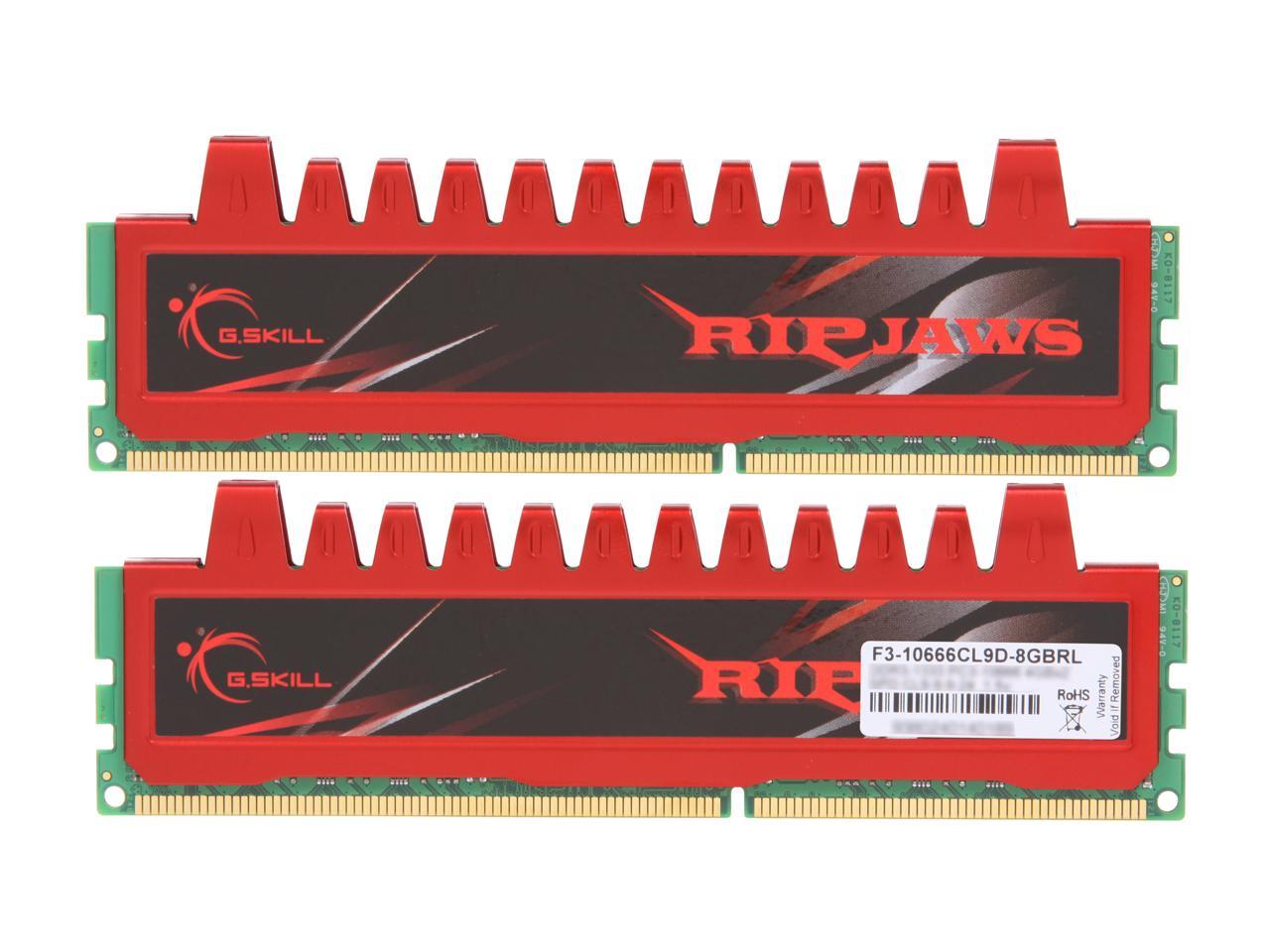 G.SKILL Ripjaws Series 8GB (2 x 4GB) 240-Pin DDR3 SDRAM DDR3 1333 (PC3 10666) Desktop Memory Model F3-10666CL9D-8GBRL