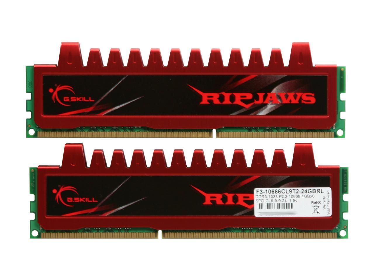 G.SKILL Ripjaws Series 24GB (6 x 4GB) 240-Pin DDR3 SDRAM DDR3 1333 (PC3 10666) Desktop Memory Model F3-10666CL9T2-24GBRL