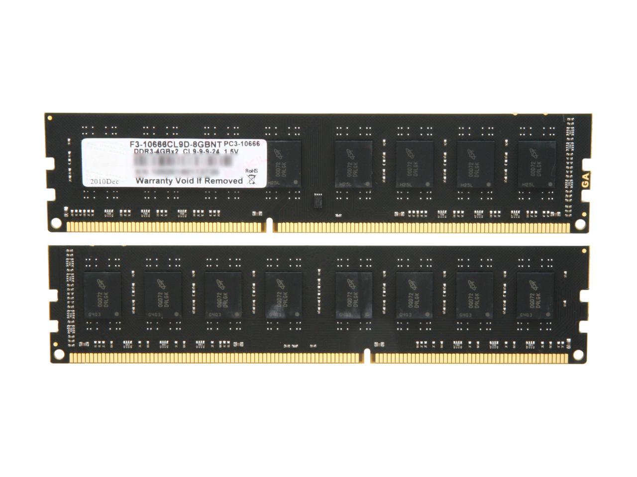 G.SKILL Value Series 8GB (2 x 4GB) 240-Pin DDR3 SDRAM DDR3 1333 (PC3 10666) Desktop Memory Model F3-10666CL9D-8GBNT