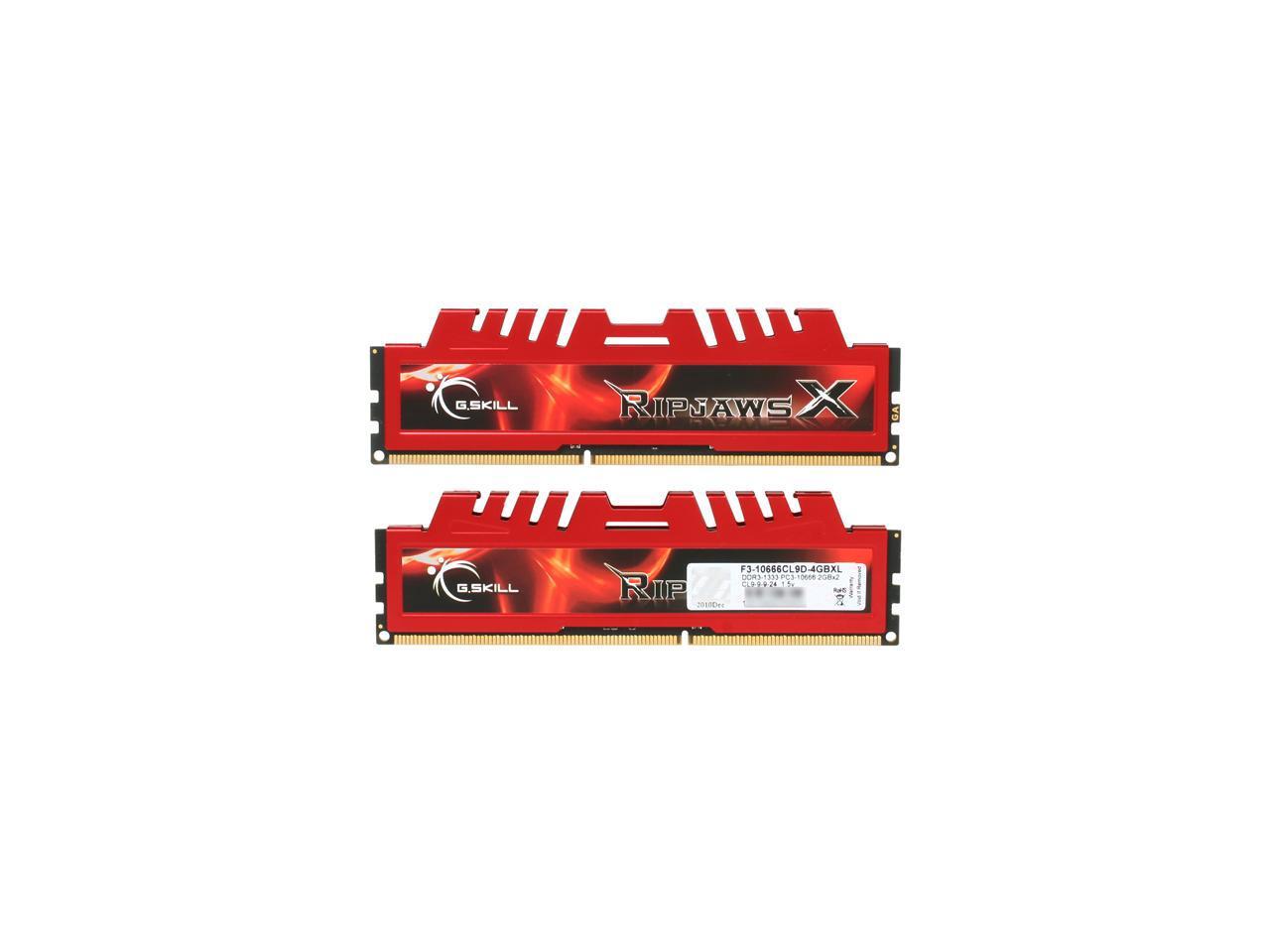 G.SKILL Ripjaws X Series 4GB (2 x 2GB) 240-Pin DDR3 SDRAM DDR3 1333 (PC3 10666) Desktop Memory Model F3-10666CL9D-4GBXL