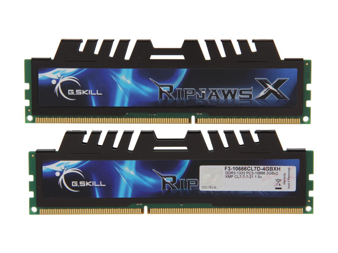 G.SKILL Ripjaws X Series 4GB (2 x 2GB) 240-Pin DDR3 SDRAM DDR3 1333 (PC3 10666) Desktop Memory Model F3-10666CL7D-4GBXH