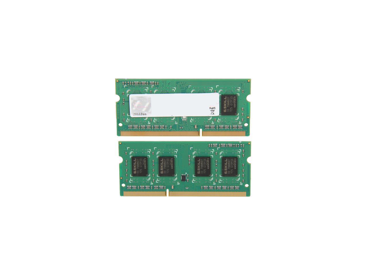 G.SKILL 4GB (2 x 2GB) 204-Pin DDR3 SO-DIMM DDR3 1600 (PC3 12800) Laptop Memory Model F3-12800CL9D-4GBSQ