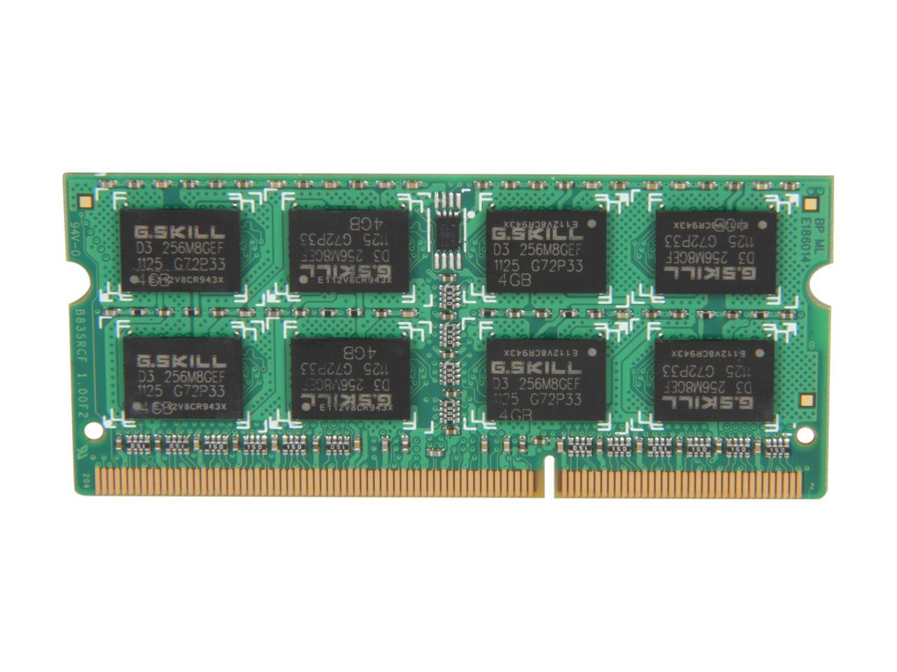 G.SKILL 4GB 204-Pin DDR3 SO-DIMM DDR3 1600 (PC3 12800) Laptop Memory Model F3-12800CL9S-4GBSQ