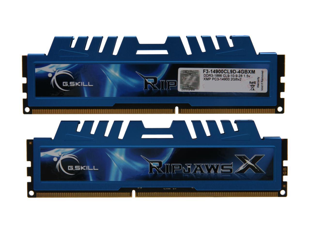 G.SKILL Ripjaws X Series 4GB (2 x 2GB) 240-Pin DDR3 SDRAM DDR3 1866 (PC3 14900) Desktop Memory Model F3-14900CL9D-4GBXM