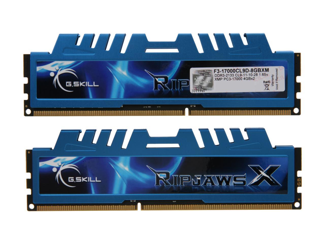 G.SKILL Ripjaws X Series 8GB (2 x 4GB) 240-Pin DDR3 SDRAM DDR3 2133 (PC3 17000) Desktop Memory Model F3-17000CL9D-8GBXM