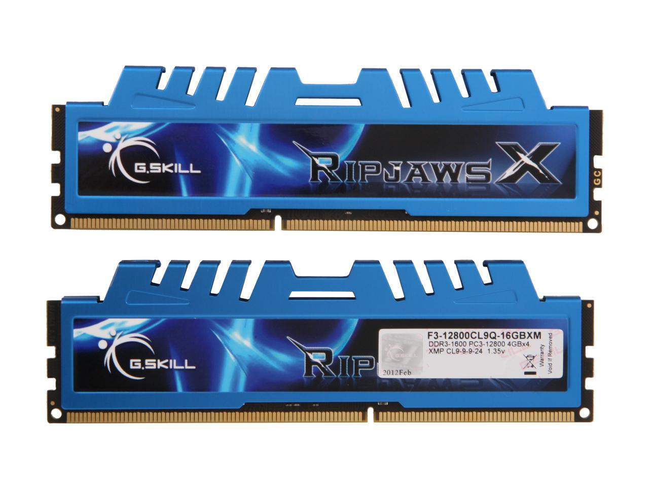 G.SKILL Ripjaws X Series 16GB (4 x 4GB) 240-Pin DDR3 SDRAM DDR3L 1600 (PC3L 12800) Low Voltage Desktop Memory Model F3-12800CL9Q-16GBXM