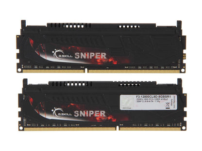 G.SKILL Sniper Series 8GB (2 x 4GB) 240-Pin DDR3 SDRAM DDR3L 1600 (PC3L 12800) Low Voltage Desktop Memory Model F3-12800CL9D-8GBSR1