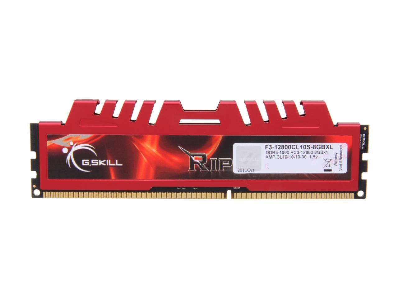 G.SKILL Ripjaws X Series 8GB 240-Pin DDR3 SDRAM DDR3 1600 (PC3 12800) Desktop Memory Model F3-12800CL10S-8GBXL